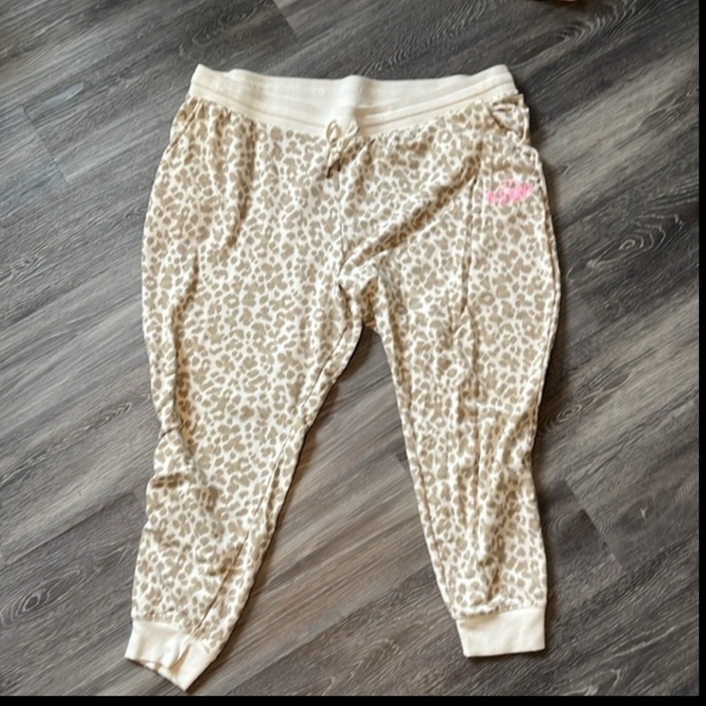 Beige Leopard Print Jogger Pants - Women